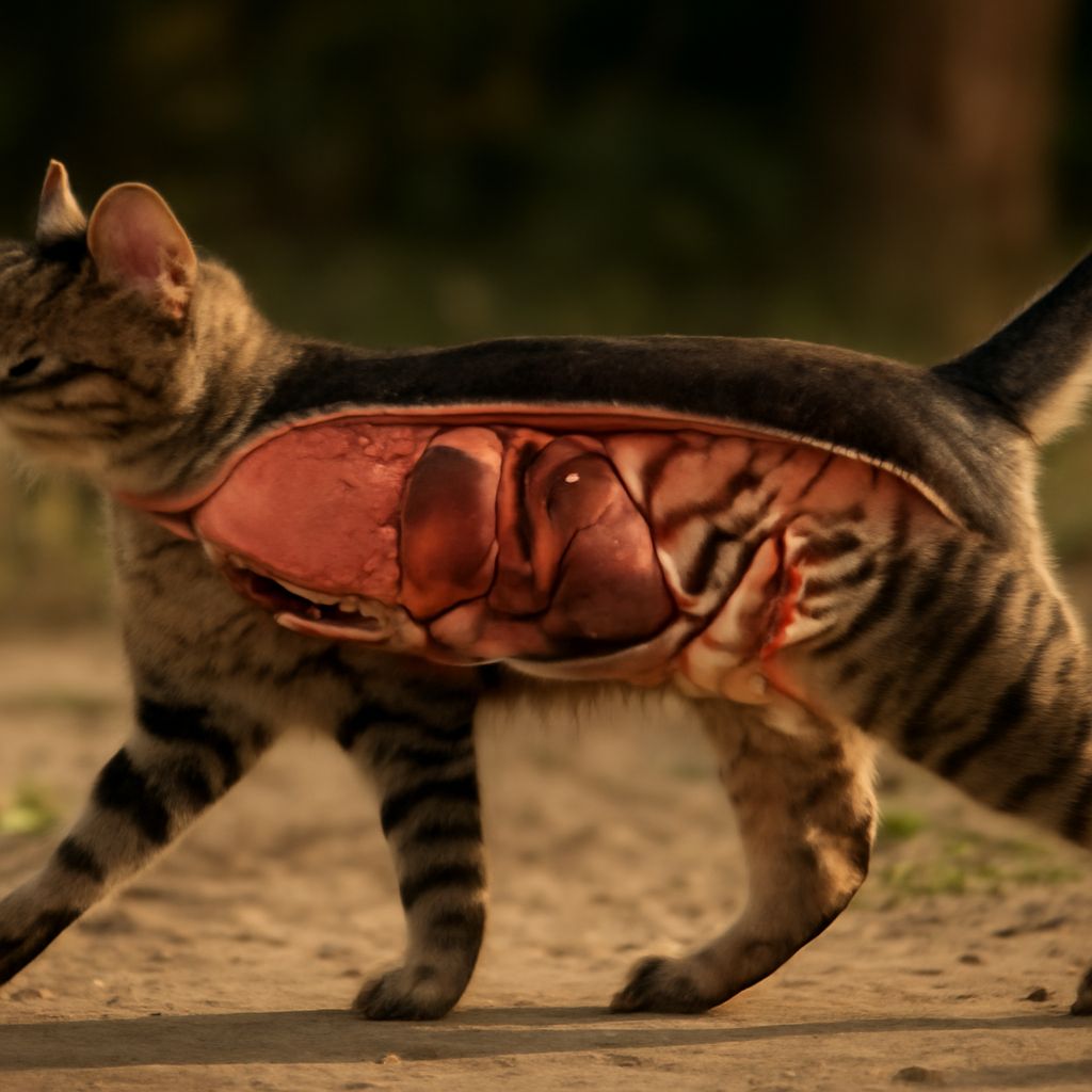 Indoor cat with pinworms and other worm types