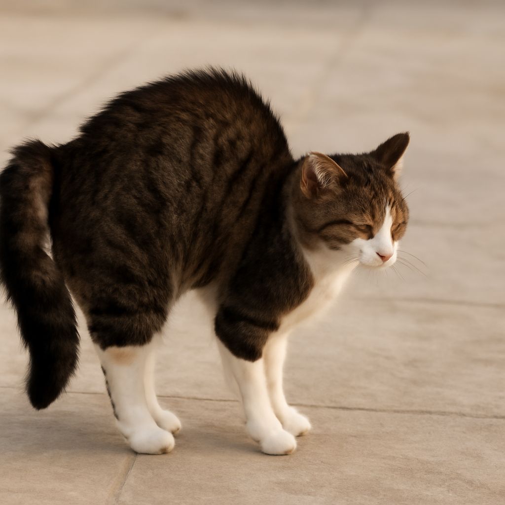 Why do cats tails puff up and cat puffy tail behavior