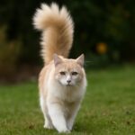 Cat wagging its tail and rubbing against you