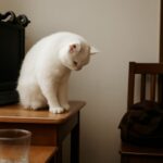 Cats listening to music and knocking things off shelves